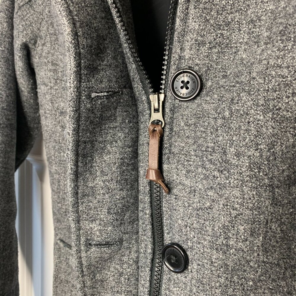 Eddie Bauer Womens Grey Wool-Blend Long Winter Coat – Zip & Button Front - Picture 2 of 16